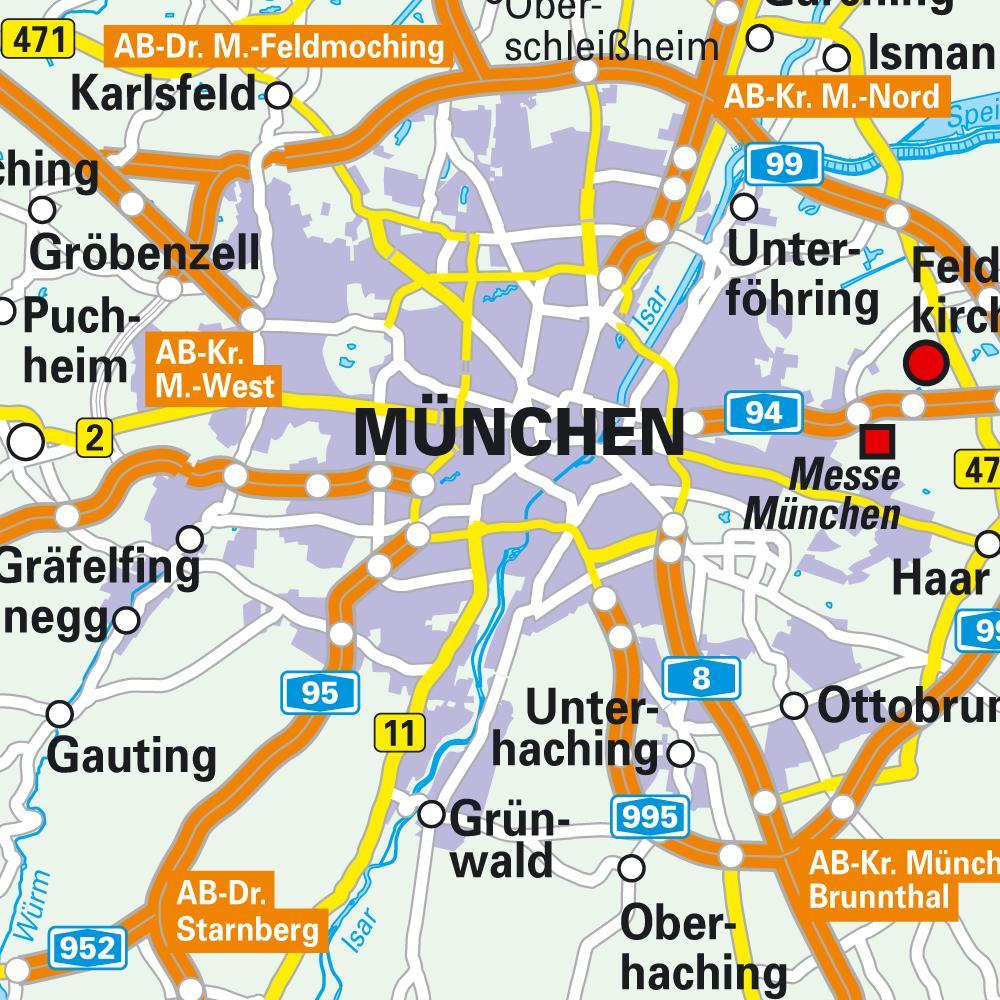 Muenchen peta  Munich pusat kota  peta  Bavaria Jerman  