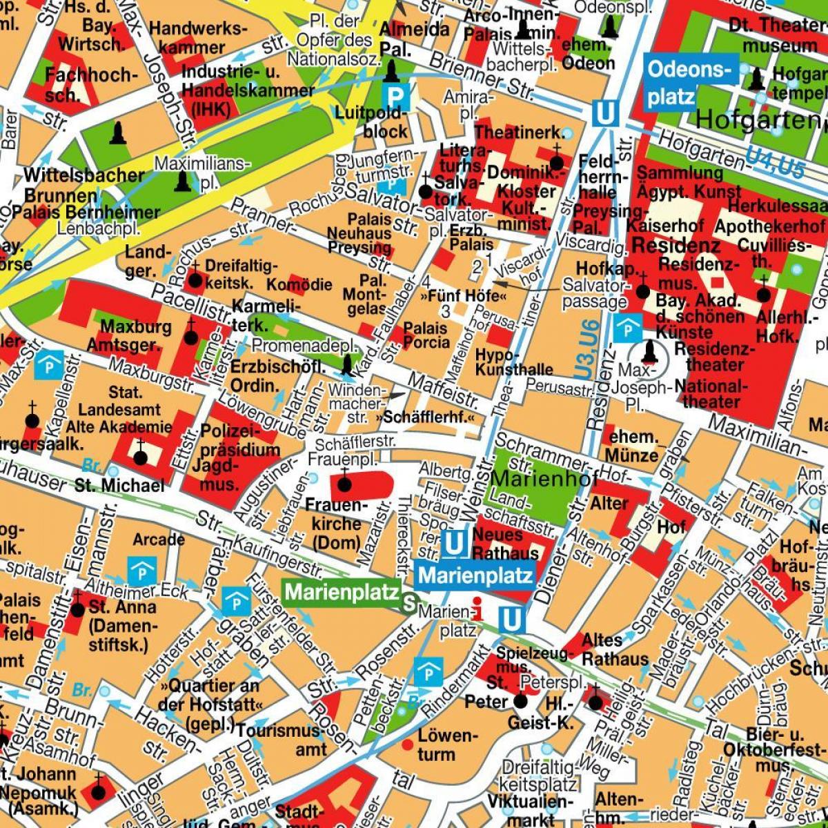 peta jalan dari pusat kota munich